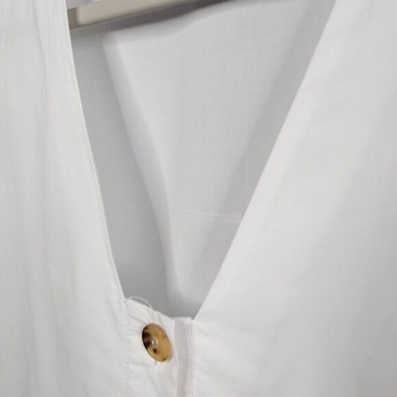 RHODE Dress Size Med White Nisha Puff-Sleeve Cotton Poplin Pockets Unlin… - Picture 16 of 16